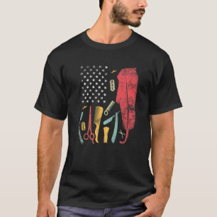Liebe Frisör Barber Us Flag Frisör Barber H T-Shirt
