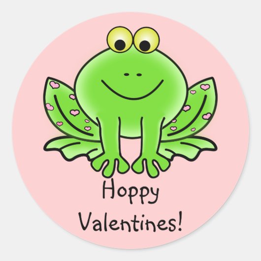 Liebe Frog Funny Gruß: Hoppy Valentinstag Runder Aufkleber (Vorderseite)