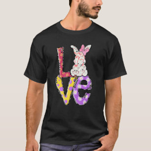 Liebe Frohe Ostern Hase Florales Thema Süß Grafik T-Shirt