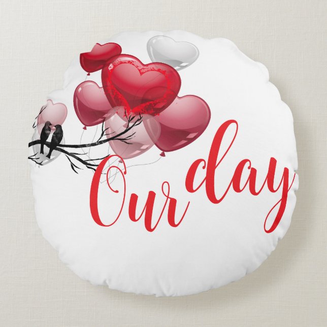 Liebe – Frohen Valentinstag Rundes Kissen (Vorderseite)