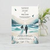 Liebe Frühjahr Sommer Ocean Beach Hochzeit in Urla Einladung (Stehend Vorderseite)