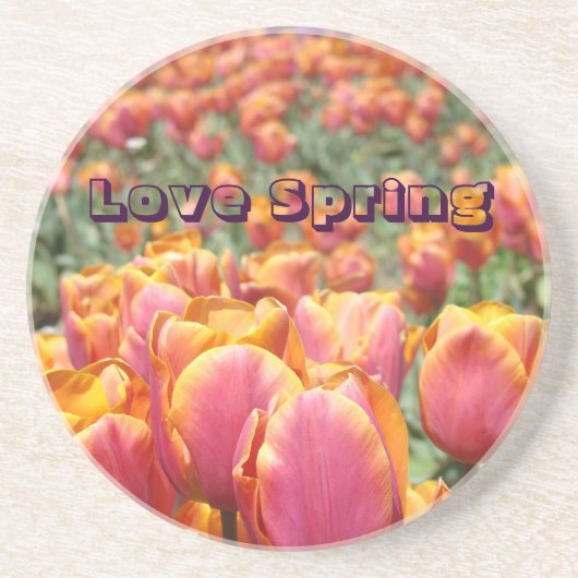 Liebe Frühling Untersetzer Rosa Orange Tulip Blume (Vorne)