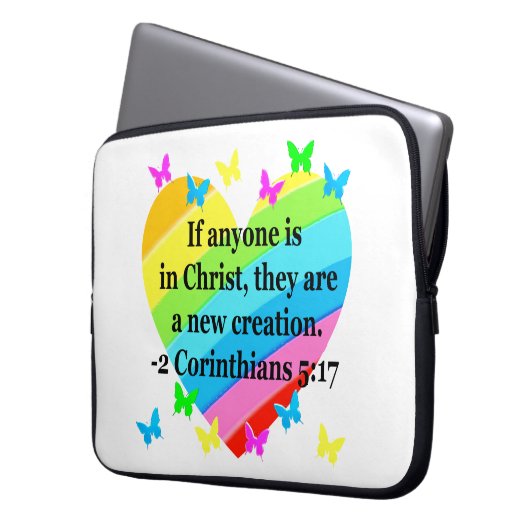 LIEBE FÜLLTE 2 CORINTHIANS 5:17 VERSE LAPTOPSCHUTZHÜLLE (Vorderseite Links)