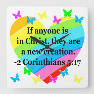 LIEBE FÜLLTE 2 CORINTHIANS 5:17 VERSE QUADRATISCHE WANDUHR