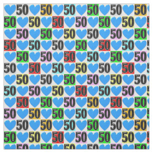 LIEBE FÜLLTE BLUE HEARTS 50. GEBURTSTAG STOFF