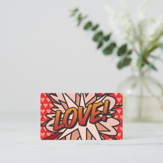 LIEBE Fun Modernes Cooles Comic Buch Visitenkarte (Stehend Vorderseite)