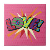 LIEBE Fun Retro Comic Pop Fliese (Vorderseite)