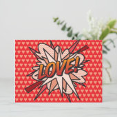 LIEBE Fun Retro Comic Pop Kunst, Dichtung und Musi Einladung (Stehend Vorderseite)