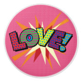 LIEBE Fun Retro Comic Pop Kunst, Dichtung und Musi Keramikknauf (Vorderseite)