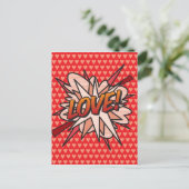 LIEBE Fun Retro Comic Pop Kunst, Dichtung und Musi Postkarte (Stehend Vorderseite)