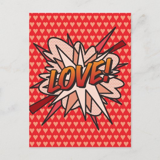 LIEBE Fun Retro Comic Pop Kunst, Dichtung und Musi Postkarte (Vorderseite)
