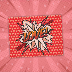 LIEBE Fun Retro Comic Pop Kunst, Dichtung und Musi Postkarte