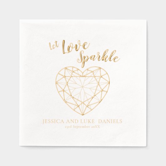 Liebe funkeln Edelstein Kontur Hochzeit oder Veran Servietten Mit Folie (Vorderseite)