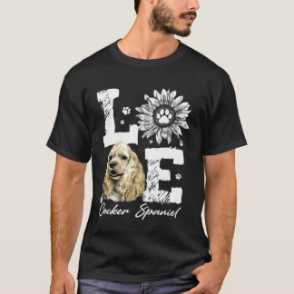 Liebe Funny Cocker Spaniel Dog Paw Sonnenblume Lov T-Shirt