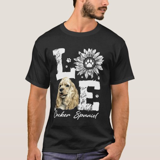 Liebe Funny Cocker Spaniel Dog Paw Sonnenblume Lov T-Shirt (Vorderseite)