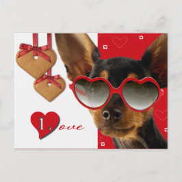 Liebe. Funny Dog Valentine's Day Feiertagspostkarte