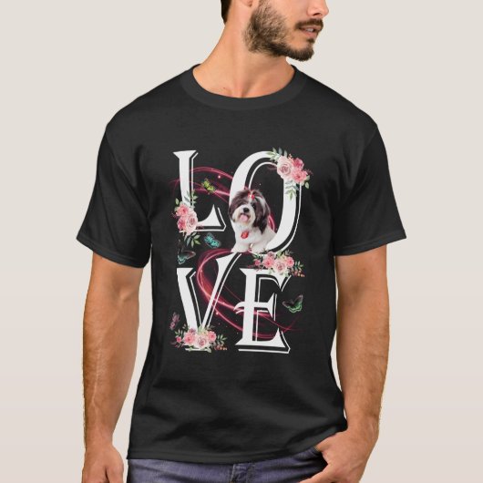 Liebe Funny Shih Tzu Dog Blumendekor Lover Blume T-Shirt (Vorderseite)