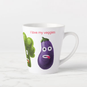 Liebe Funny Vegetables - Broccoli Tomato Eggplant Milchtasse