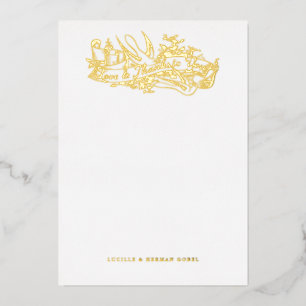 Liebe für antike Etched Docks und Dankeschön-Karte Folieneinladung