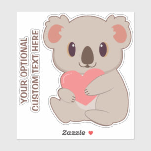 Liebe für benutzerdefinierten Text Koala Aufkleber