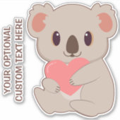 Liebe für benutzerdefinierten Text Koala Aufkleber (Vorderseite)