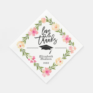 Liebe für Blumenschrift mit Aquarellfarben und dan Serviette
