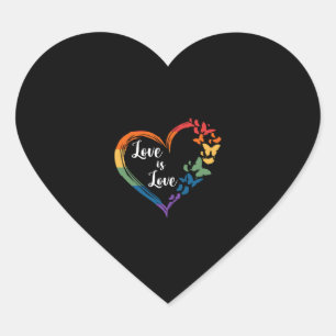 Liebe für Butterfly-Hörgeräusch ist Liebe LGBT Gay Herz-Aufkleber