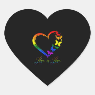 Liebe für Butterfly-Hörgeräusch ist Liebe LGBT Gay Herz-Aufkleber