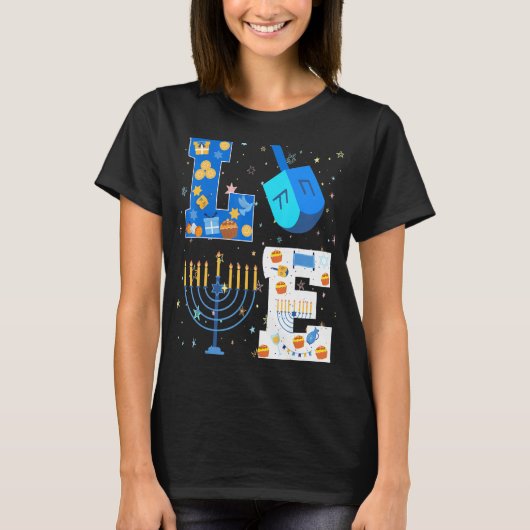 Liebe für Chanukah Hanukkah Menorah Juden 1 T-Shirt (Vorderseite)