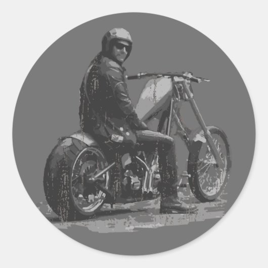 Liebe für den Motorrad-Chopper Runder Aufkleber (Vorderseite)