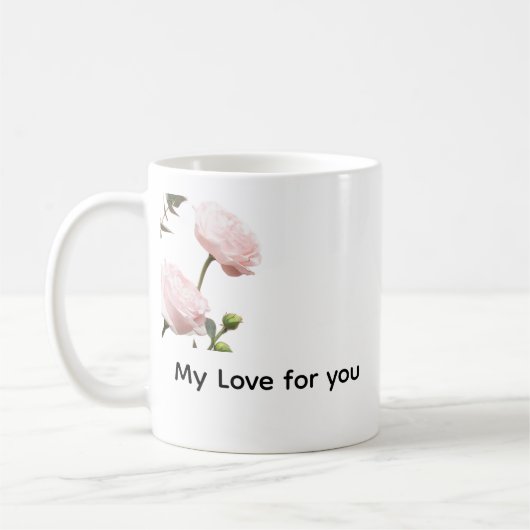 Liebe für Dich – Romantischer Blumenbecher Kaffeetasse (Links)