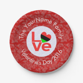 Liebe für die afroamerikanische Rote Buchstaben pe Pappteller