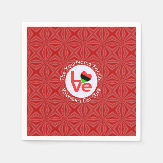 Liebe für die afroamerikanische Rote Buchstaben pe Serviette (Vorderseite)