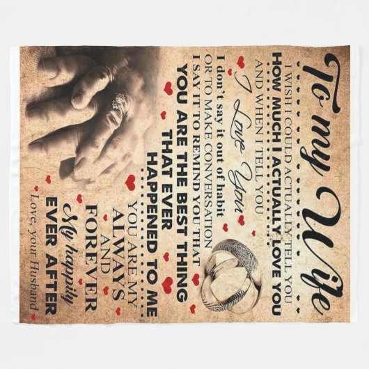 Liebe für Ehefrau | Bestes und perfektes Geschenk Fleecedecke (Vorderseite (Horizontal))