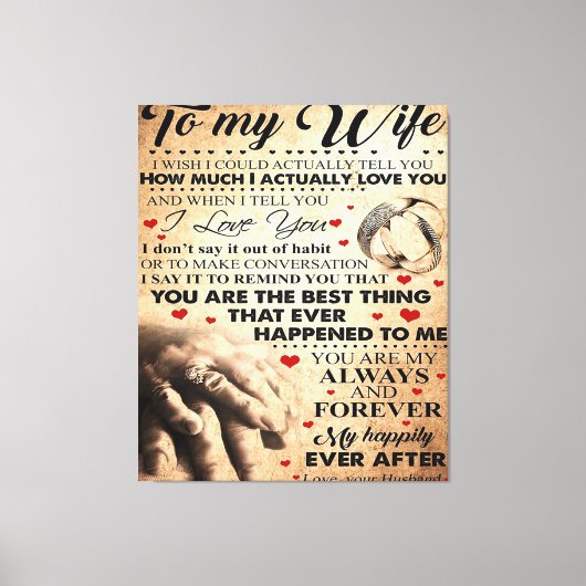 Liebe für Ehefrau | Bestes und perfektes Geschenk Leinwanddruck (Vorderseite)