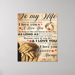 Liebe für Ehefrau   Niedliches Familiengeschenk Leinwanddruck