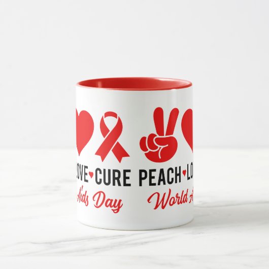 Liebe für Frieden | Aids-Bewusstsein Tasse (Zentrum)