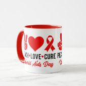 Liebe für Frieden | Aids-Bewusstsein Tasse (Vorderseite Links)