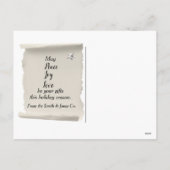 Liebe für Frieden in Sternen Feiertagspostkarte (Rückseite)