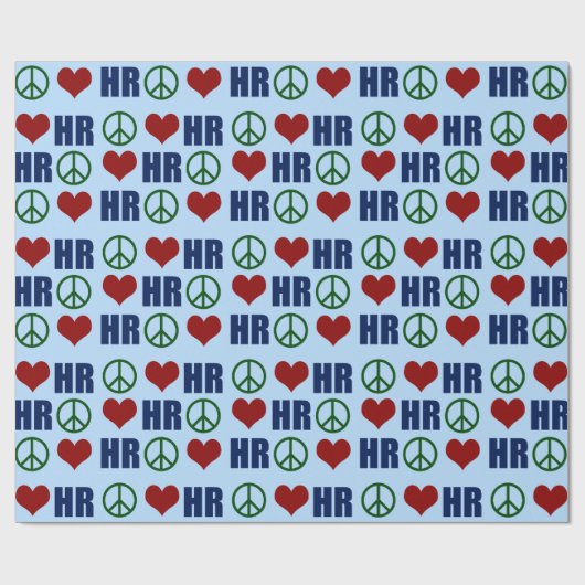 Liebe für Frieden Personalwesen Blau Geschenkpapier (Flach)