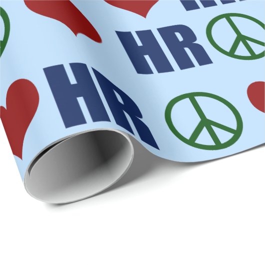 Liebe für Frieden Personalwesen Blau Geschenkpapier (Rolleneckpunkt)