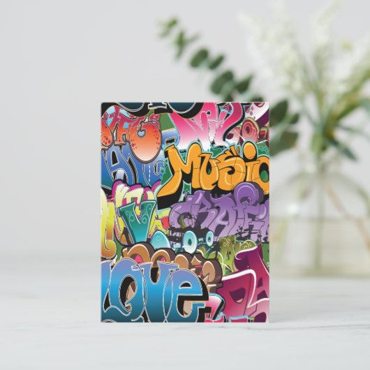 Liebe für Graffiti Postkarte (Stehend Vorderseite)