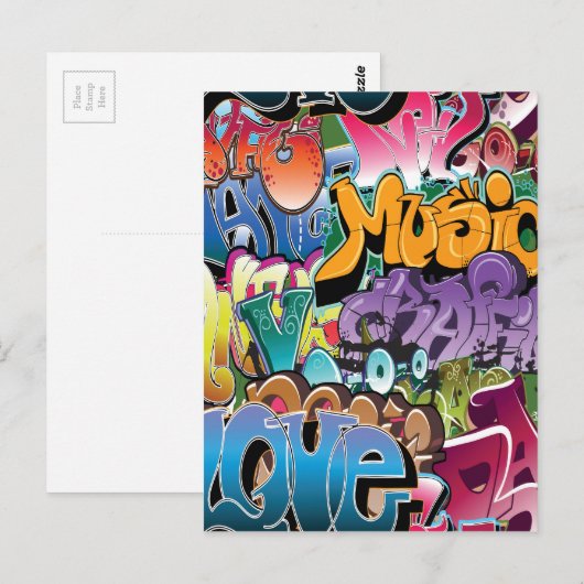 Liebe für Graffiti Postkarte (Vorne/Hinten)