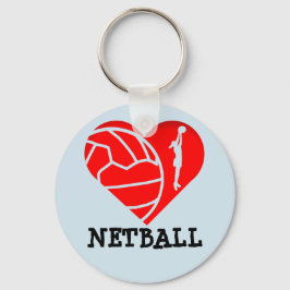 Liebe für Herz und Ball-Silhouette Design Netball Schlüsselanhänger