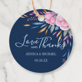 Liebe für Hochzeitsfeiern mit rosa Navy-Rosa-Flora Geschenkanhänger