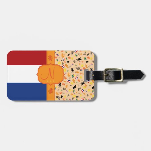 Liebe für Holland - Monogramm Gepäckanhänger (Vorderseite horizontal)