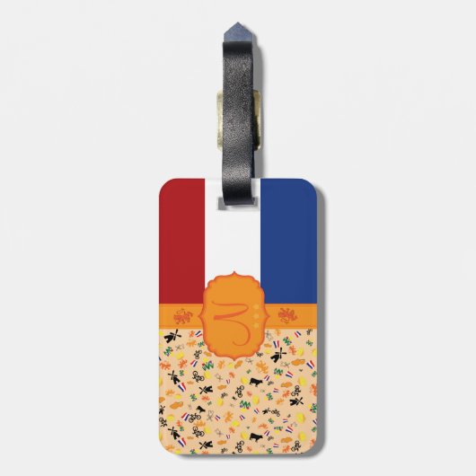 Liebe für Holland - Monogramm Gepäckanhänger (Rückseite vertikal)