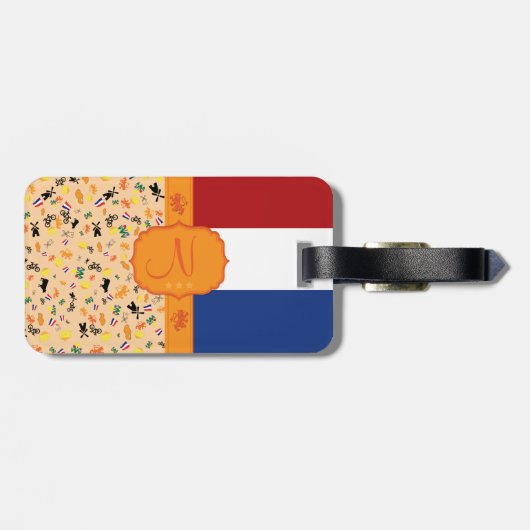 Liebe für Holland - Monogramm Gepäckanhänger (Rückseite horizontal)