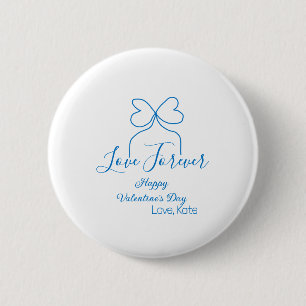 Liebe für immer blaue Schleife frohen Valentinstag Button