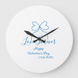 Liebe für immer blaue Schleife frohen Valentinstag Große Wanduhr